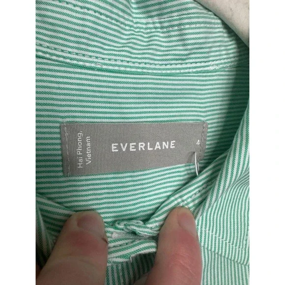 Everlane Size 4 Button Down Pinstripe Shirt Mint Green Oversized Cotton NWT - Picture 7 of 10